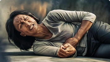 An illustration of a man on the ground experiencing a seizure